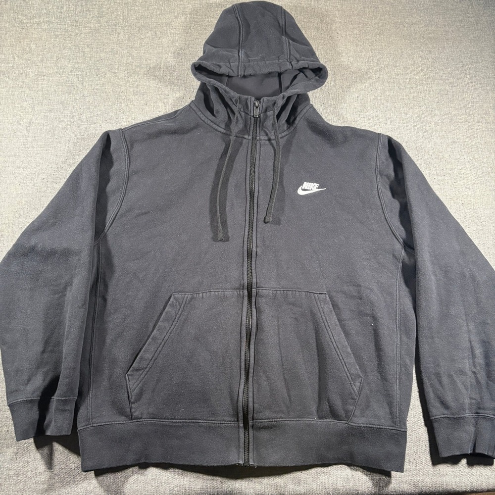 Nike Sportswear Club Full Zip Hoodie Mens Large Black Fleece Fleece Lined